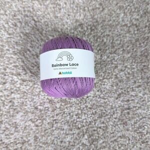 Hobbii Rainbow‎ Lace Yarn, Color 40, 100% Mercerized Cotton, Light Purple, New